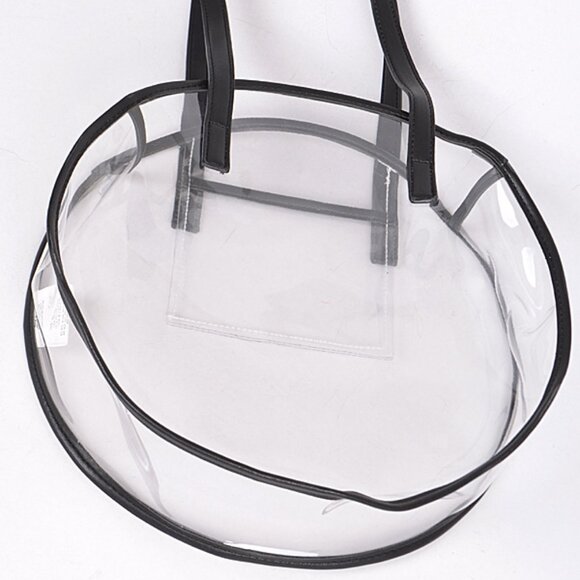 Clear Event Approved Round Shoulder Tote Bag- W/ Black Accents & Pocket - NWT - Picture 4 of 8